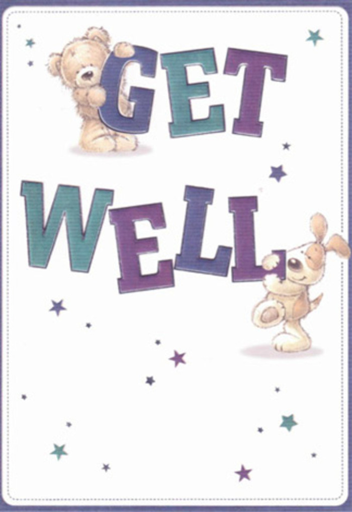 Brimming with the same genuine care found in Cowley's friendly neighborhoods, this get well card offers a vivid illustration of hope, empathy, and playful encouragement. Central to the design, a soft, golden teddy bear and a floppy-eared pup share center stage, supporting the bold, cheerful letters that spell 'Get Well' in hues of purple and teal that call to mind the floral displays at local community events. Around them, scattered stars in blue and violet float like good wishes through a spotless white sky, each shape carefully detailed to evoke a sense of uplifting positivity. Textural nuances-from the downy bear's fur to the velvety smoothness of the puppy's ears-bring a near-tangible quality, as if each character were lovingly crafted by hand. The confident typography grounds the scene, while airy, magical lighting bathes each detail in a sense of serenity. As a florist in Cowley, I see the same thoughtful intention here that goes into creating a bouquet designed to heal and encourage. Paired with fresh flowers delivered across Cowley, this card extends a heartfelt message wrapped in the warmth of artistic expression and local familiarity.