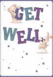 Warm and inviting, this get well card feels like a heartfelt embrace from the Cowley community itself. Two charming figures-a bright-eyed teddy bear and a sweet, enthusiastic puppy-stand playfully among large, colorful letters that proclaim 'Get Well' in bold indigo and teal. The soft cream background enhances the scene's gentle vibrancy, mirroring the quiet optimism of Cowley's peaceful lanes. Blue and purple stars scatter across the card's surface, their whimsical sparkles reminiscent of celebratory lights along the high street during local festivals. The fluffy, textured fur of the bear and the puppy's silky ears are illustrated with such care that one can almost sense their comforting touch. Just as a thoughtfully arranged bunch of blooms from Cowley Flowers lifts someone's spirits, this card offers a visual and emotional balm-perfect for sending genuine encouragement and neighborly care to someone on the road to recovery.